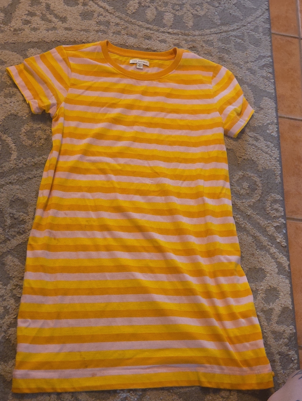 T Shirt Dress Yellow and Light Pink Striped Kids Dress